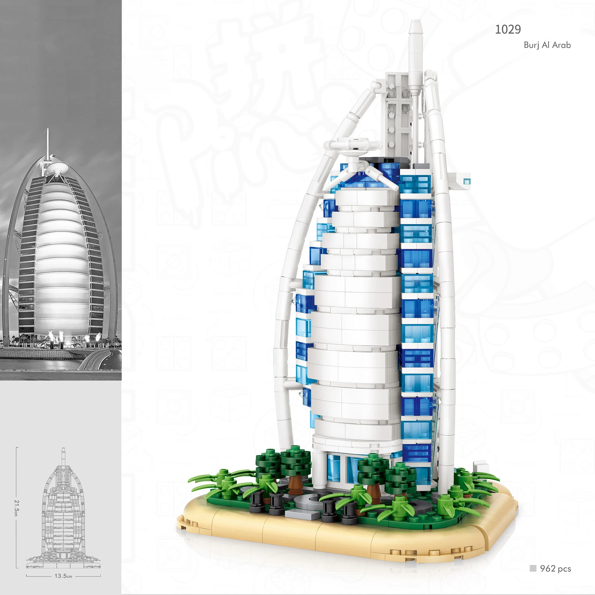 

World Famous Architecure Burj Al Arab Dubai Uae Mini Block Micro Diamond Building Bricks Model Toys Nanobricks For Kids Gifts