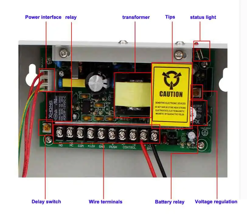 Access Control Switch Power Supply AC110~260V input DC12V5A output for Access Door Lock Support battery Back-up function