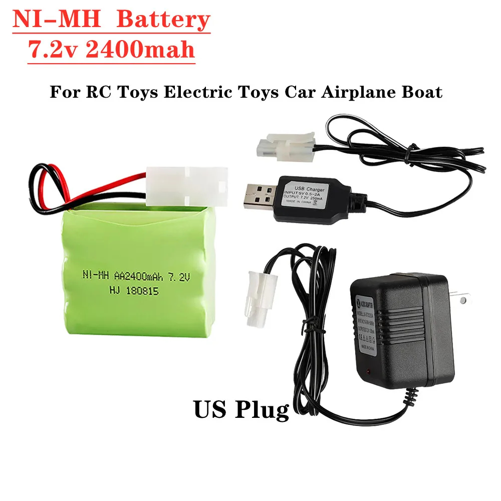 

1PC/Lot AA 7.2v 2400mah Rechargeable Ni-MH Battery Pack With USB Charger For RC Toys Electric Toys Car Airplane Boat