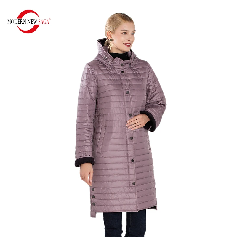 MODERN NEW SAGA 2022 Spring Women Coat Autumn Warm Long Jacket Parka Femme Long Coat Female Quilted Coat Overcoat Fleece Liner