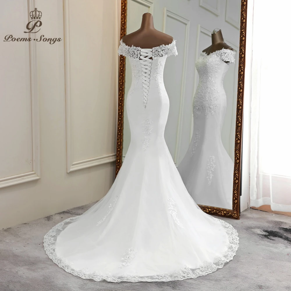 Customized Sexy wedding dress appliques flower robe de mariee elegant bride dress lace wedding gowns beautiful mermaid