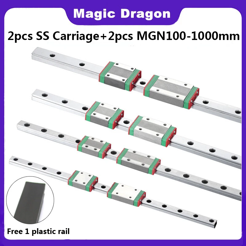 

2pcs MGN7 MGN12 MGN15 MGN9 L from100mm to 1000mm miniature linear rail slide 2pcs MGN linear guide MGN carriage 3D Printer part