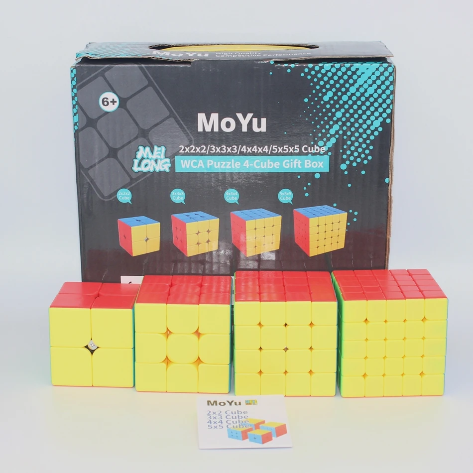 MoYu Cube 4 in 1 Gift Box set 2x2~5x5 cube Profissional magic cube Moyu Meilong 4pcs set Speed cube Puzzle Educational Toys kids