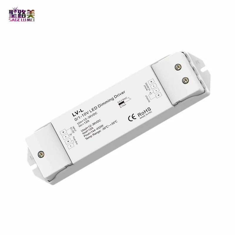 LV-L 0-10V or 1-10V LED Dimming Driver DC 12-36V 12V PWM CV output  Push Dim 12.5A 144-432W