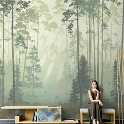 Beibehang papel tapiz moderno nórdico personalizado, paisaje minimalista, bosque, foto mural, papel de pared para sala de estar, Fondo de TV