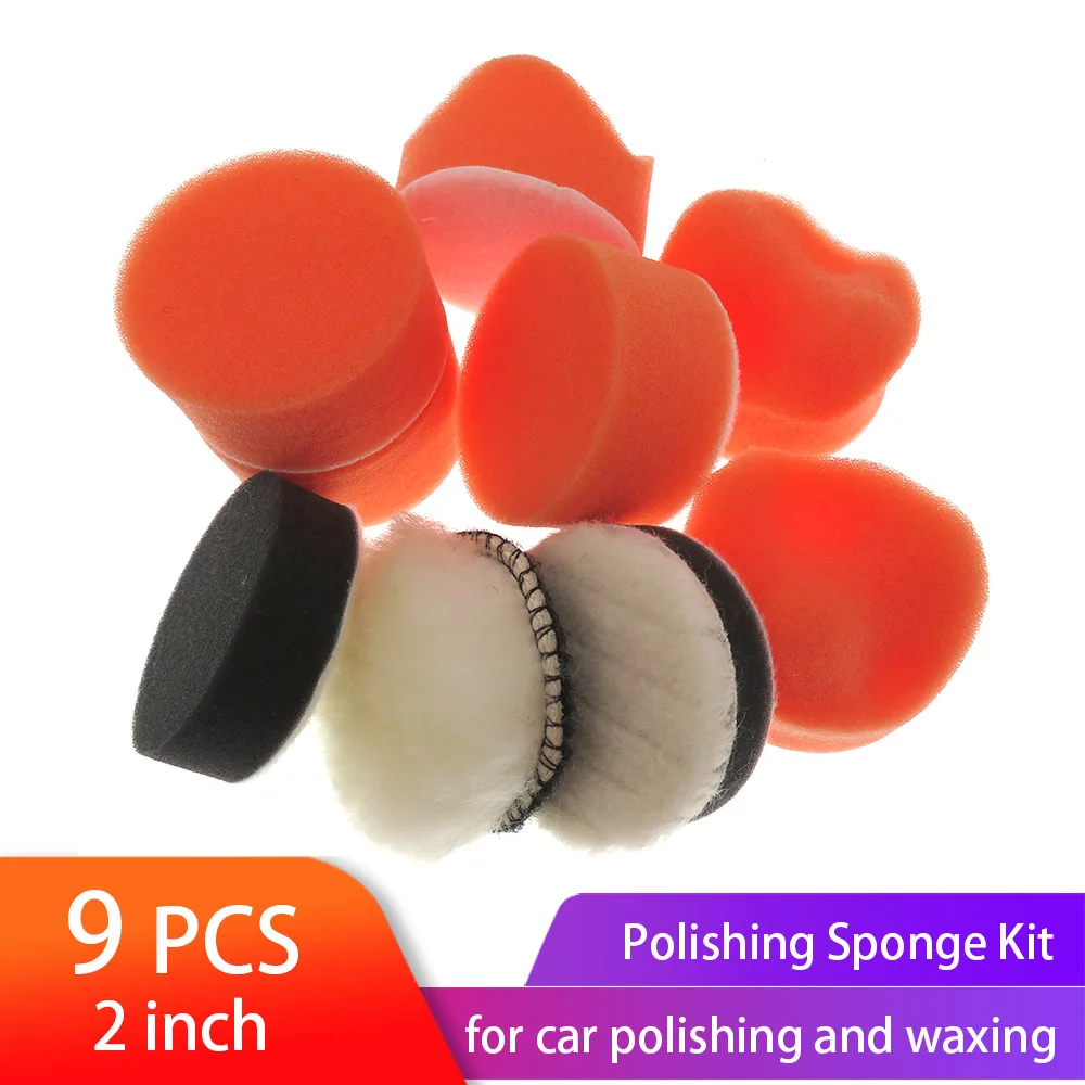 9Pcs/Set 2 Inch 50mm Buffing Pad sponge Polishing Pad Kit For Car Polisher Abrasive Tools