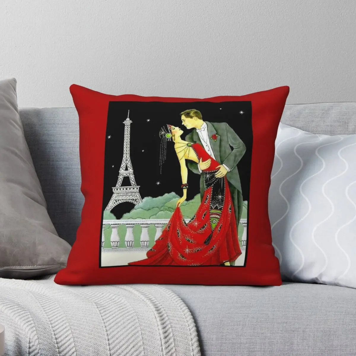 Flapper Vintage Dancing Square Pillowcase Polyester Linen Velvet Creative Zip Decorative Throw Pillow Case Bed Cushion Cover