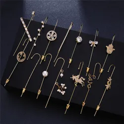 KSRA Bohemian Gold Color Earrings For Women Ear Wrap Crawler Hook Earring Zirconia Climber Long Earrings Statement Boho Jewelry