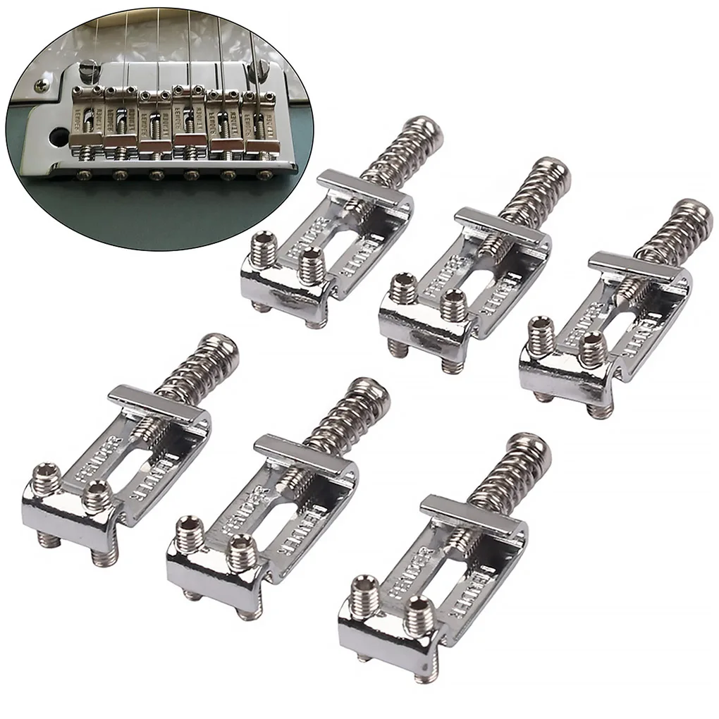 6Pcs Roller Tremolo Bridge Saddles System Replacement for Strat Stratocaster Tele Telecaster Electric Guitar for Fender