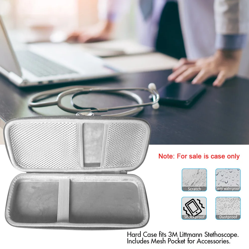 Hard EVA Portable Stethoscope Carrying Case Bag Cover for 3M Littmann Classic III / MDF / ADC / Omron and other Accessories