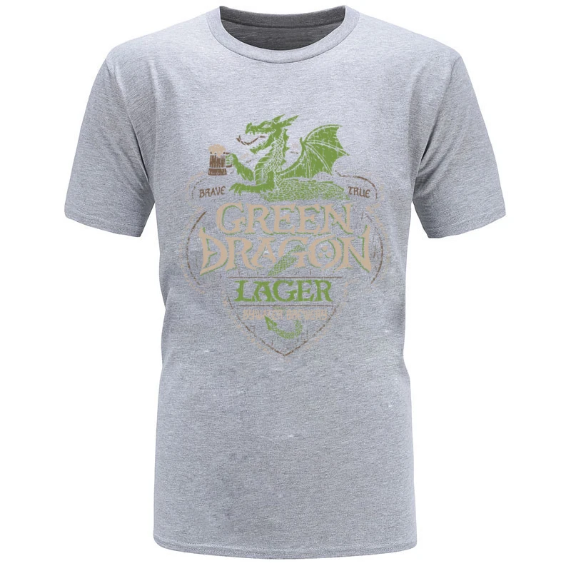 Beer Time T Shirt Men Green Dragon Lager Mens T-Shirt Retro Coupons Summer/Autumn Short Sleeve 100% Cotton Tops Casual TShirt