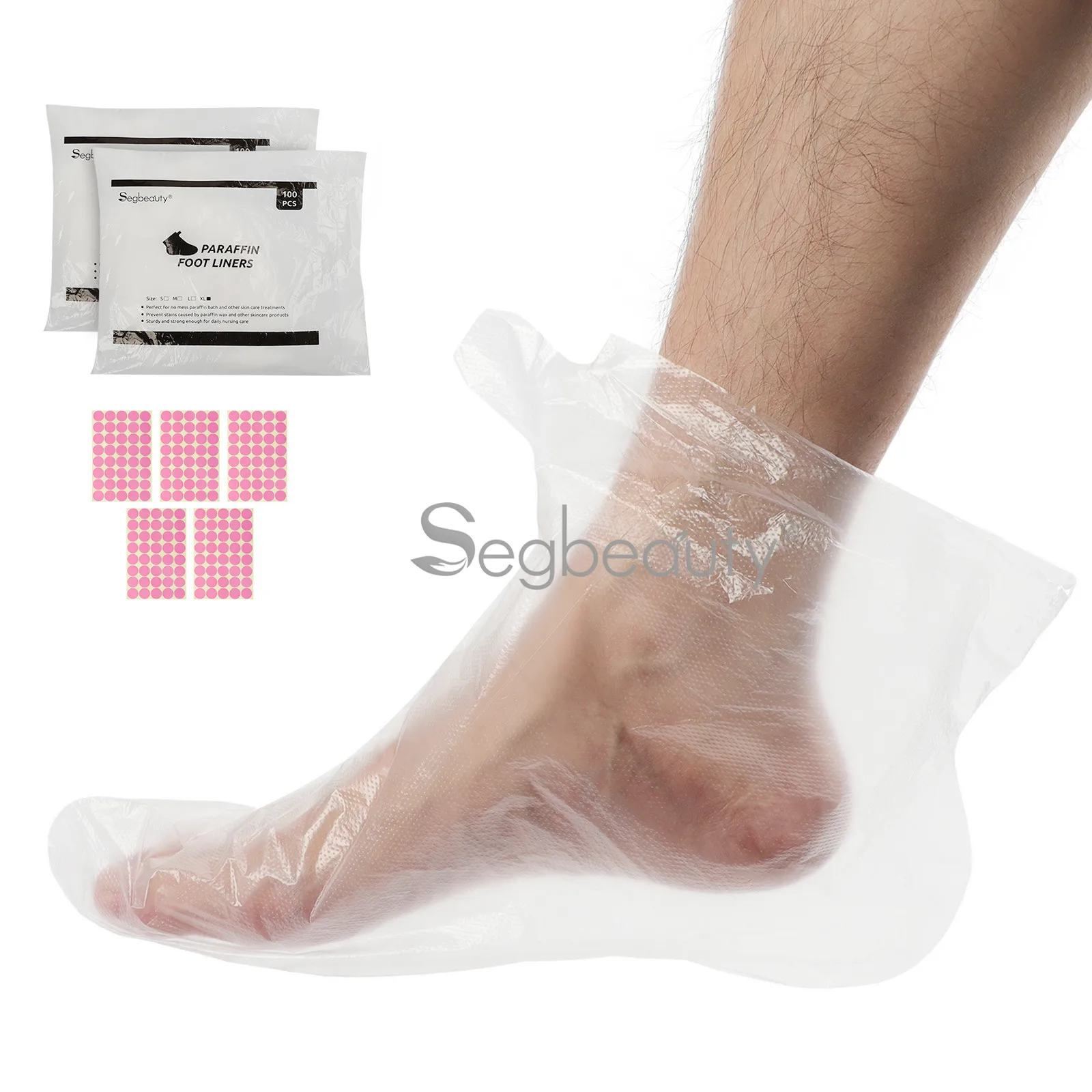 Segbeauty 200pcs Disposable Plastic Foot Covers Transparent Shoes Cover Paraffin Bath Wax Liners SPA Therapy Bags Liner Booties