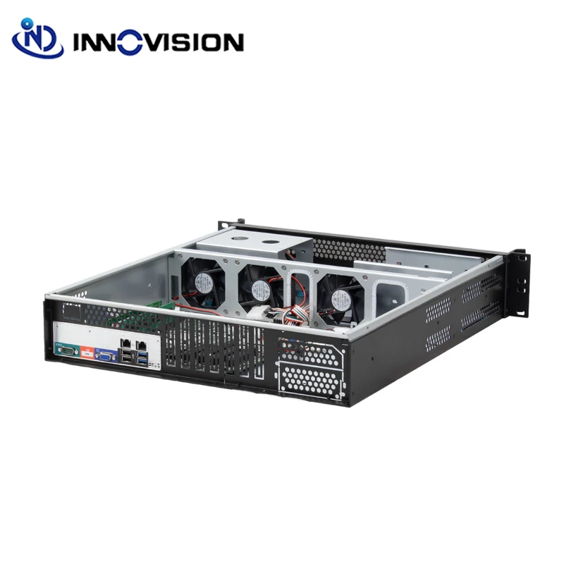 Servidor flexível de montagem em rack, suporte industrial, PSU padrão 2U e fonte de alimentação ATX, profundidade 490mm, 12 \