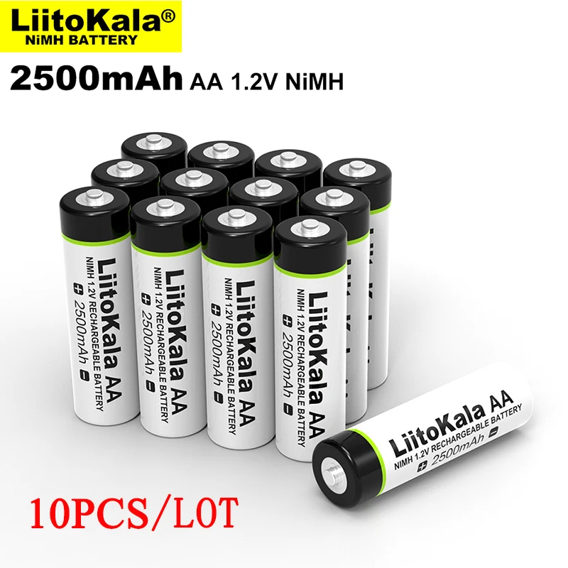 

10 шт. оригинальная Liitokala 1,2 V AA 2500mAh Ni-MH аккумуляторная батарея aa для температурного пистолета пульт дистанционного управления Мышь игрушка на батареях