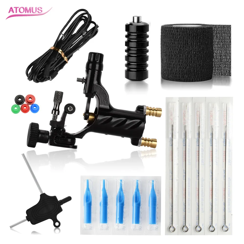 

Tattoo kit Rotary Tattoo Machine Set Maquinas De Tatuar Rotativa Profesional Not Full Kit Clip Cord Tattoo Needles Grip