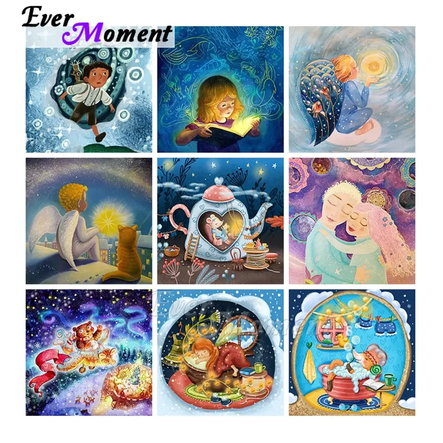 

Ever Moment Diamond Modern Canvas Painting Jewel Cross Stitch Needlework Bedroom Decoration Fantasy Cartoon Angel Love ASF2367