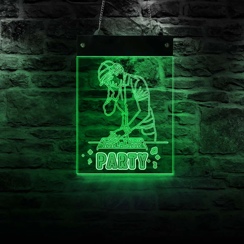 

DJ Playing Music Electronic Lighted Signs Party Mood Lamp Club Bar Pub Decorative Signs Lights Multi-color LED Lighting Wall Art