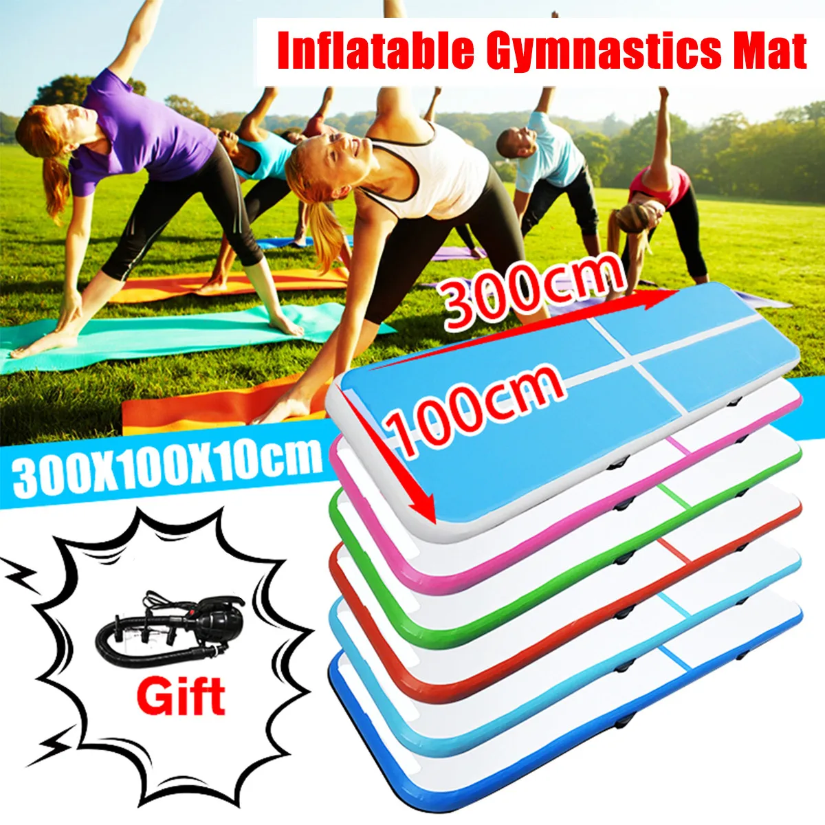 New Factory Wholesale Inflatable Air Floor 3M/4M/5M Gymnastics Gym Mat With Pump Airtrack Cheap Price Tumbling Air Track