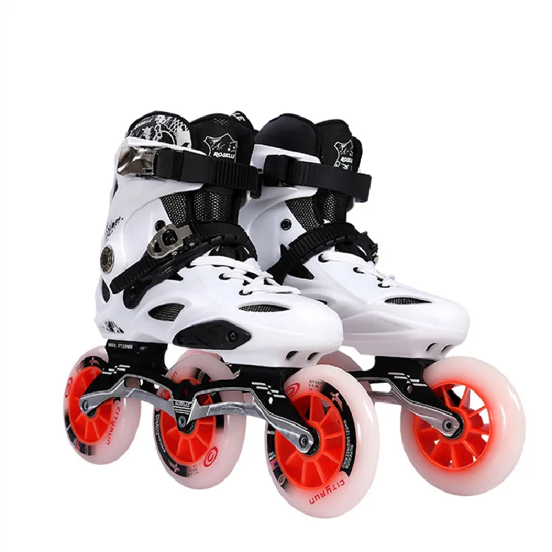 

New Arrival ROSELLE RX6 Inline Speed Skating Sneaker for Adults 110mm Racing EU 35 to 44 White Black Washable Boots 85A 3*110mm