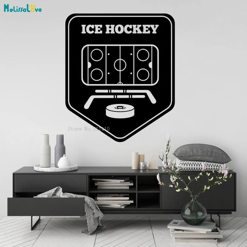 Ice Hockey Puck Sticks Wall Decals Quote Home Decoration Art Vinyl Sticker Bedroom Sports Teen Kids Extreme Goalie Winter YT2478