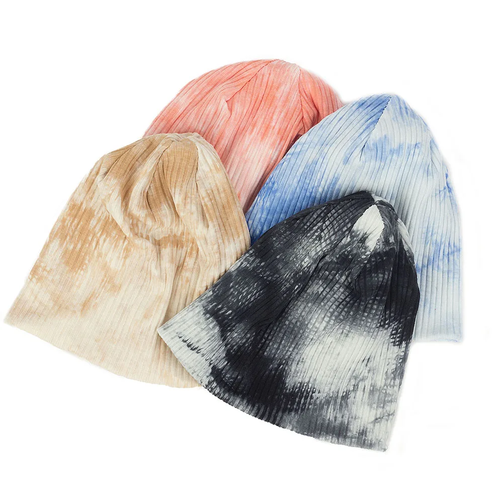 Geebro Soft Cotton Ribbed Beanie hats For Newborn Baby Girls Boys Skullies Tie Dye Hats For Toddler Kids Infants new born Gifts