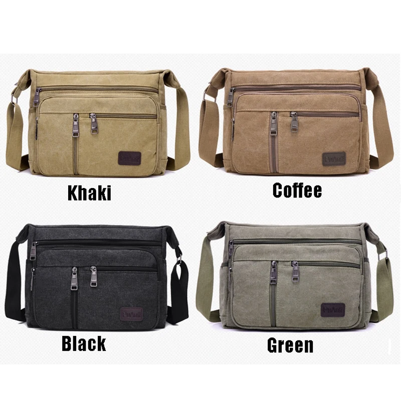 Male Shoulder Sling Working Bags Bookbag Briefcase Canvas Crossbody Shoulder Bag Men Zipper Casual Travel Messenger Pack