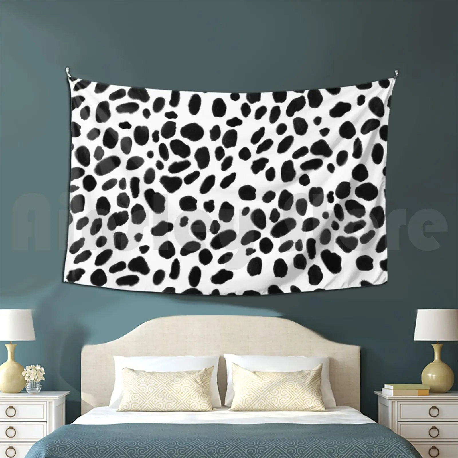 Dalmatian Spots Black And White Print Tapestry Living Room Bedroom 2221 Black And White Spots Polka Dots Dalmatian