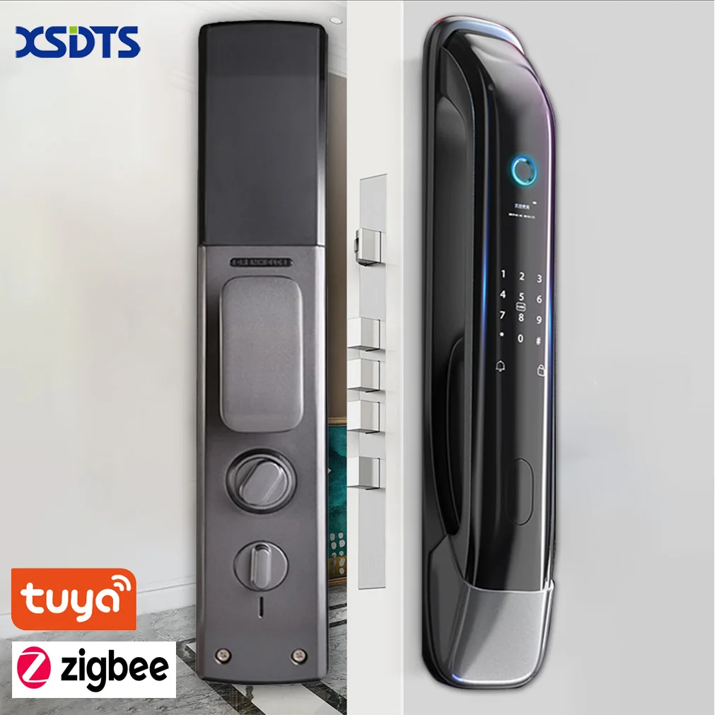 Tuya Zigbee Electronic Smart Door Lock Biometric Fingerprint Card Password Key Unlock USB Emergency Charge Digital Locks