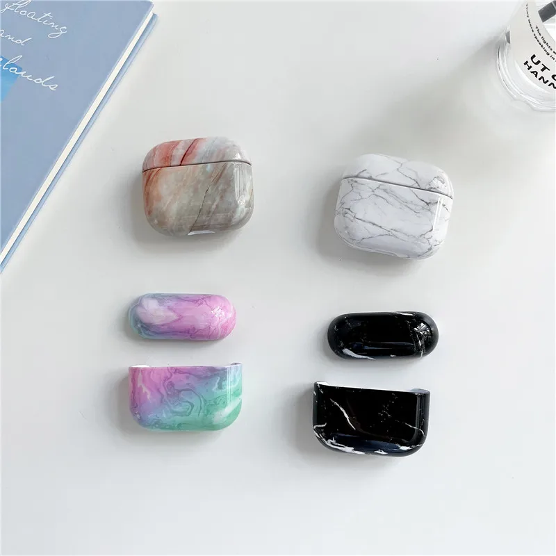 Funda de lujo con patrón de mármol para AirPods 3, cubierta de auriculares con diseño de mármol para PC duro y brillante, accesorios para AirPods 3, 2021