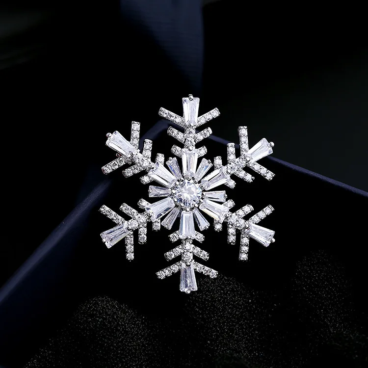 Snowflake Shinning Zircon Breastpin Settings Women DIY Brooch Components