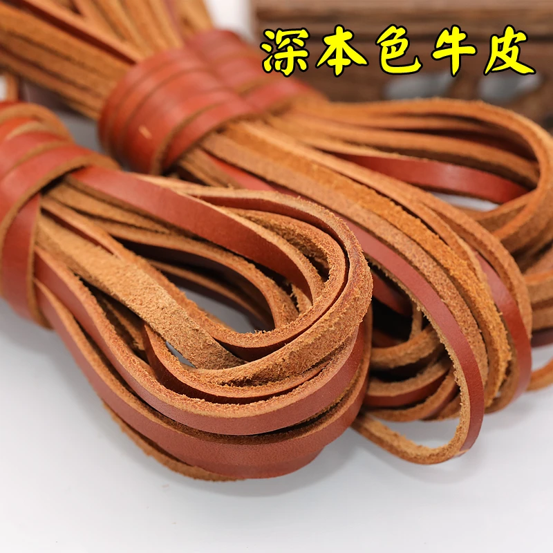 5meter/lot first layer top flat cowhide Genuine leather rope, Leather strip rope  for leather craft Jewelry bag diy