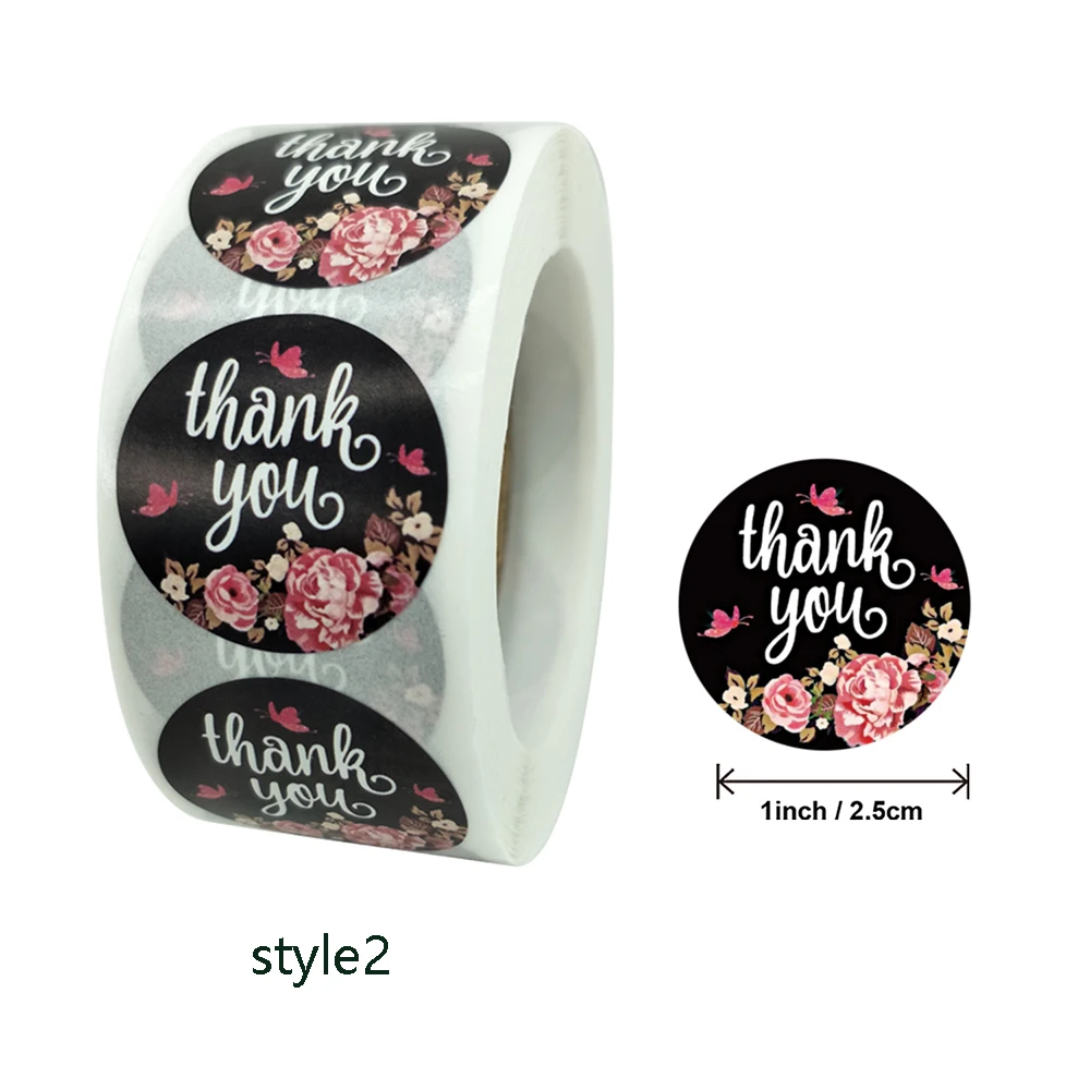 500 Buah/Gulungan Stiker Terima Kasih Bunga Lucu 2.5Cm Jurnal Siswa DIY Dekorasi Label Stiker Alat Tulis