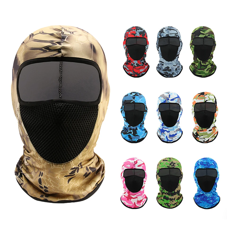 Ice Silk Camouflage Balaclava Climbing Full Face Scarf Mask Hiking Cycling Suncreen Mask Breathable Quick-Drying Soft Headwear