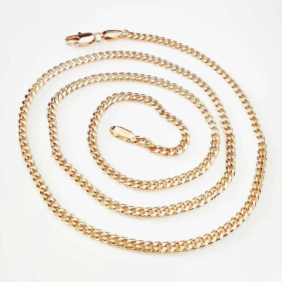 New 60 CM  Long Slim Necklace Chain 585 Rose Gold Color Women Fashion Jewelry Hot Selling Gift