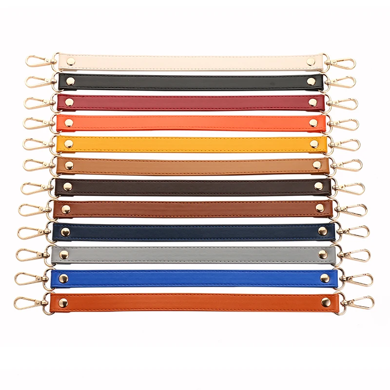 36cm PU Leather Bag Strap Replacement Short Belt For Shoulder Bag 1.8cm Handbag Handle Gold Silver Color Buckle Bag Accessories