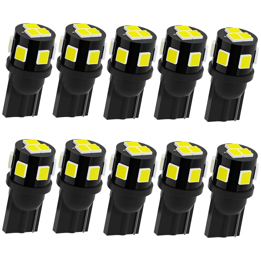 

10pcs W5W 194 T10 2835 9SMD LED Car Bulb 6000K White Wedge License Plate Lamp Dome Light White Diedo High Quality 12V