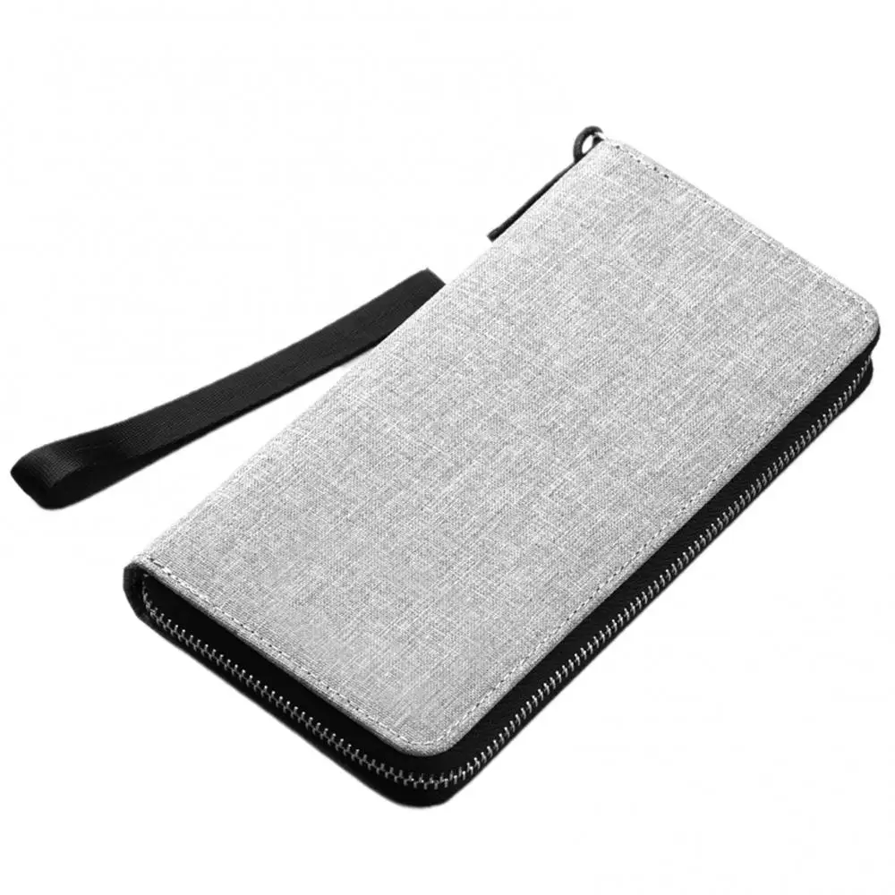 2021 Mode Mannen Multi-Slot Grote Capaciteit Canvas Card Cash Wallet Rits Zaken Handtas