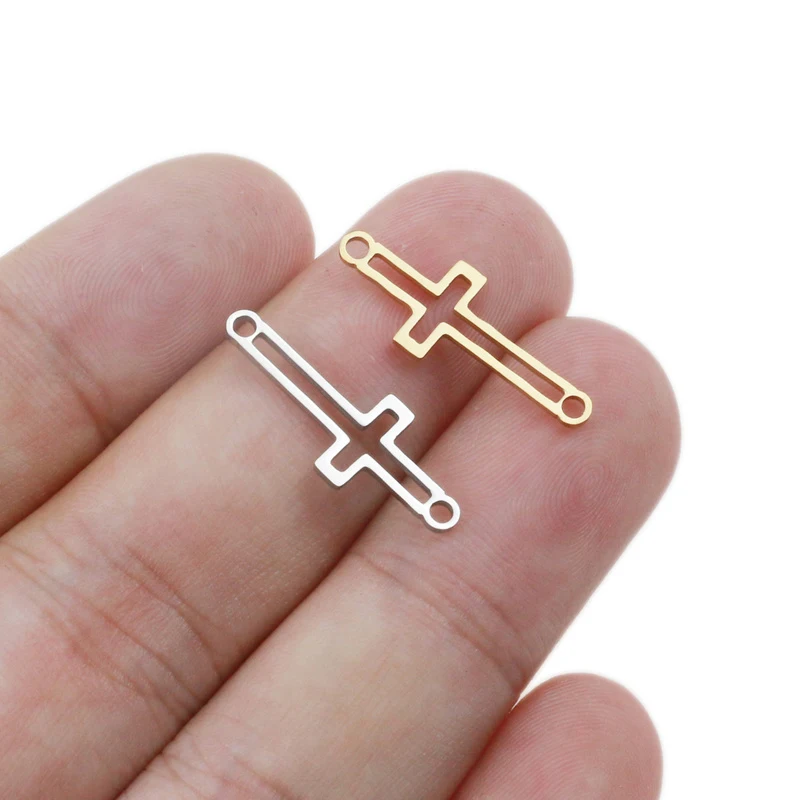 5pcs/lot Stainless Steel Cross Jesus Connectors Jewelry Making Bracelet Findings Charms Pendant DIY Earring Accessories Craft