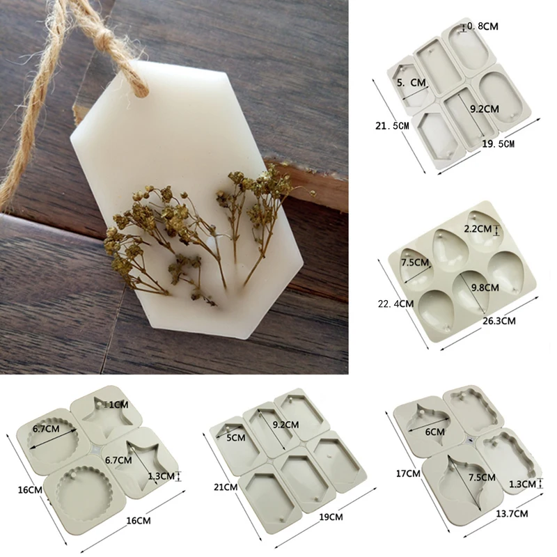 Moldes de arcilla de silicona para tabletas de aromaterapia, adornos colgantes, moldes de cera, molde de jabón de flores, accesorios artesanales,