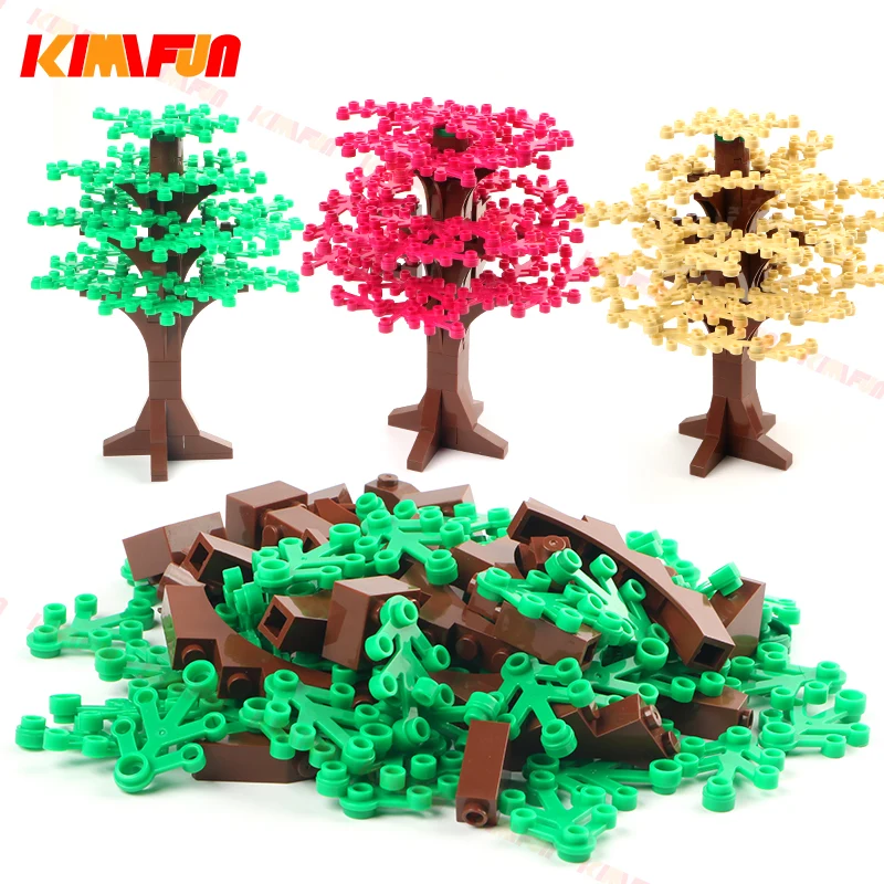 

DIY Bricks MOC Forest Green Bush Flower Grass Tree Plants Garden Scenes Accessories Building Blocks Toys