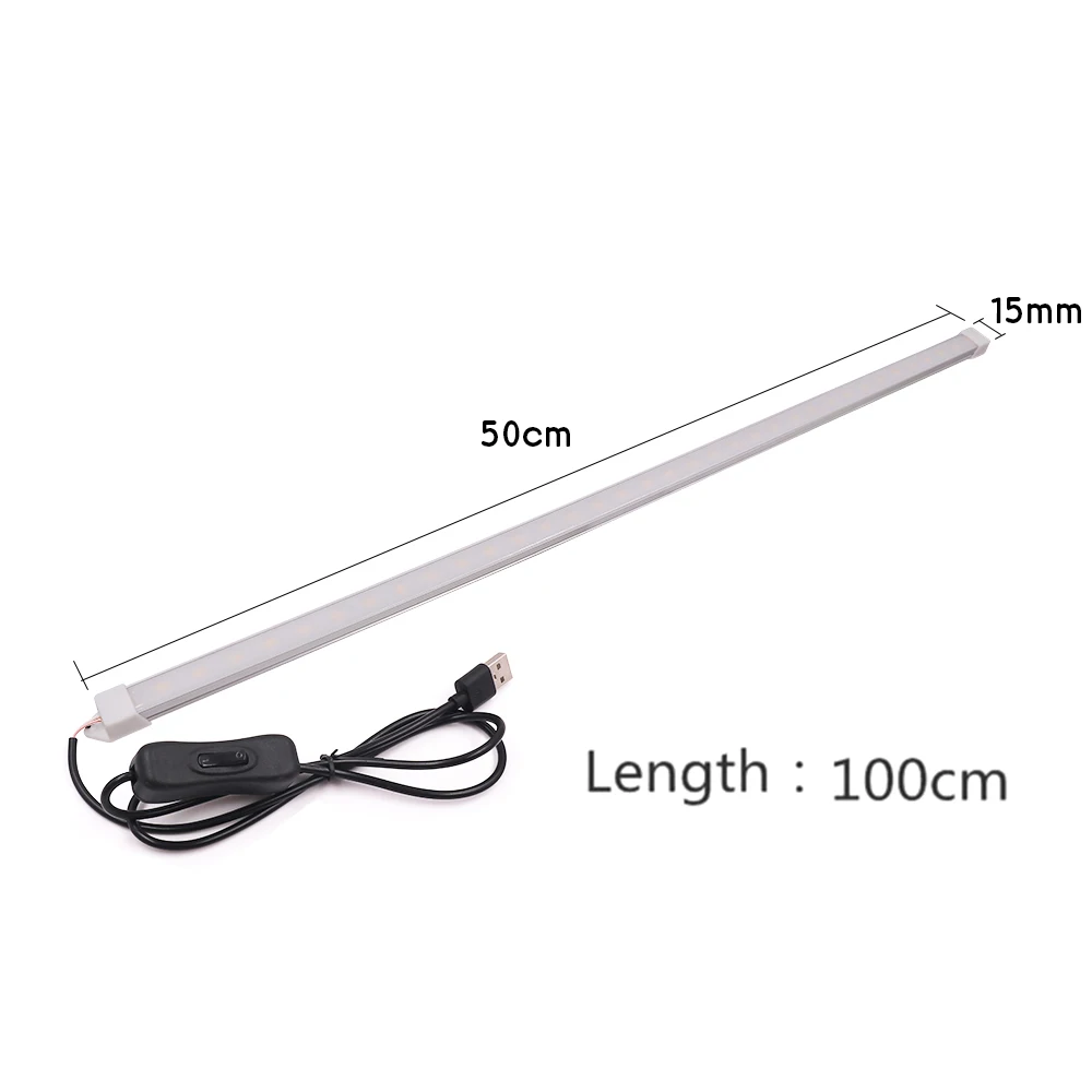 10CM 20CM 35CM 40CM 50CM 5V USB LED Bar Light SMD 5630 Rigid Strip Hard Light with On/Off Switch Kitchen cabinet light