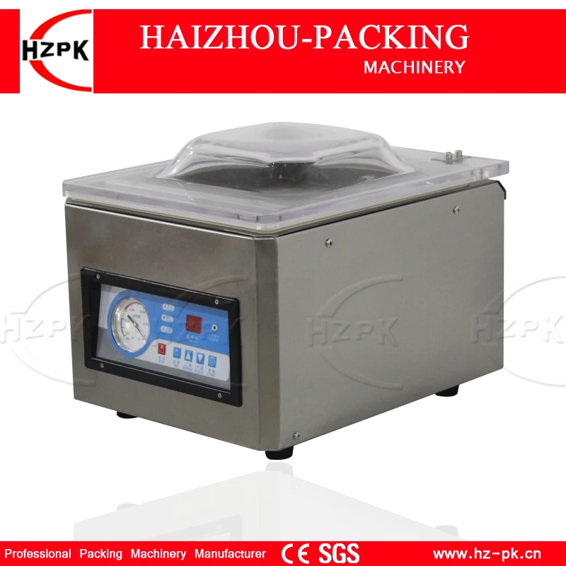 HZPK Stainless Stee Chamber Coffee Nut Plastic Bags Sealing Kitchen Food Automatic Commercial Small Vacuum Packing Machine DZ260