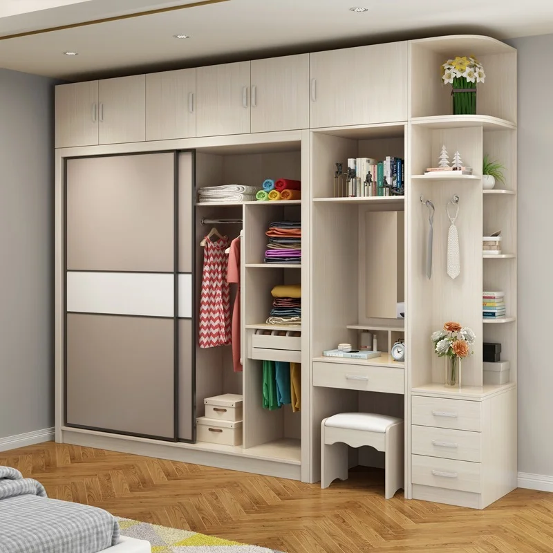 Wardrobe modern simple assembly moving door wardrobe custom sliding door cabinet for household bedroom