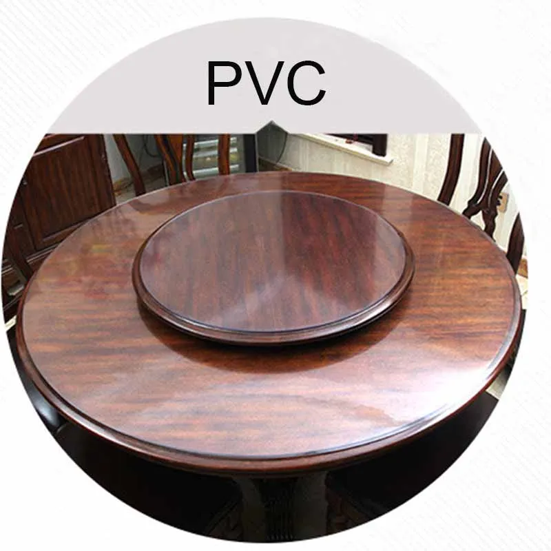 Round PVC Tablecloth Waterproof Oilproof able Cover  Glass Soft Cloth Table Cover Home Kitchen Dining Room Placemat 1mm