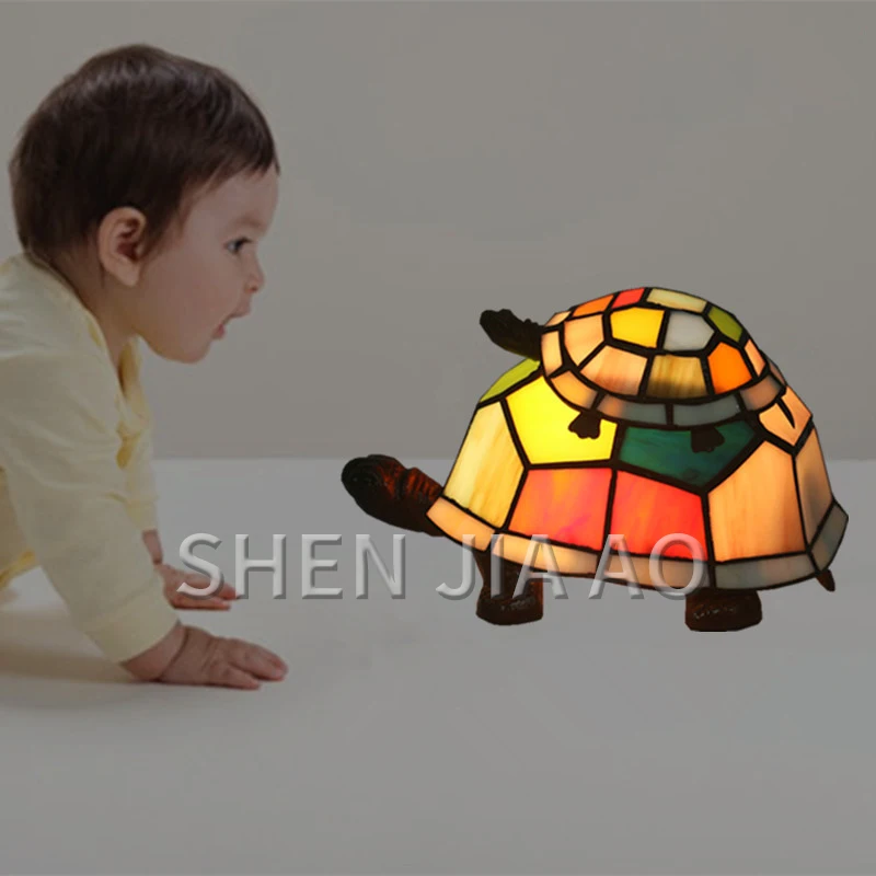 1PC Turtle Mother And Child Shape Table Lamp European Retro Creative Table Lamp Cute Children Room Cartoon Led Night Light