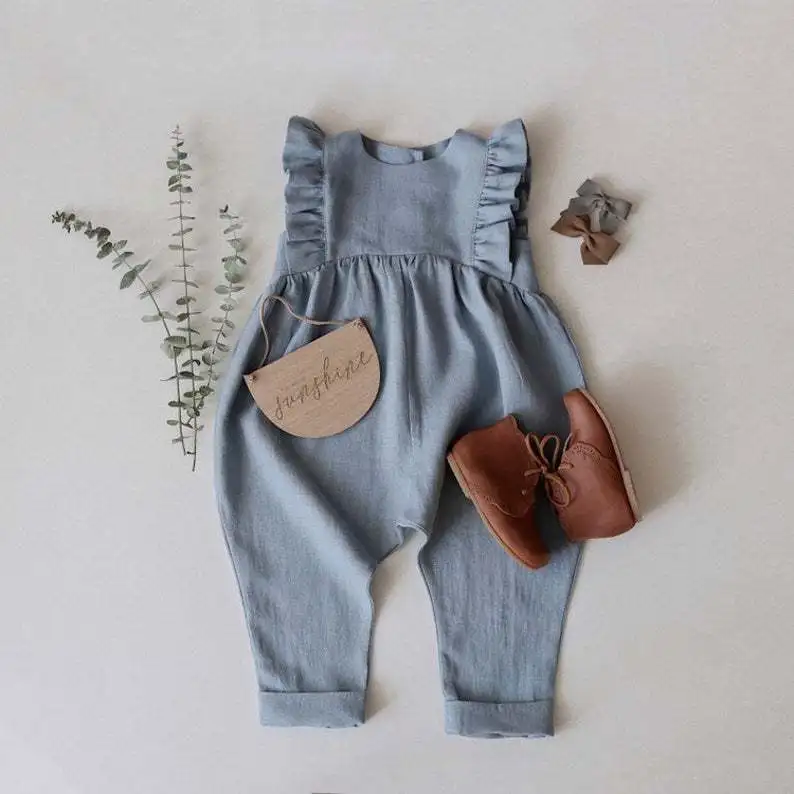 Baby Boys Girls Romper Summer Toddler Newborn Infant Sleeveless Cotton Linen Jumpsuits Playsuits Overalls Outfits Infant Garment