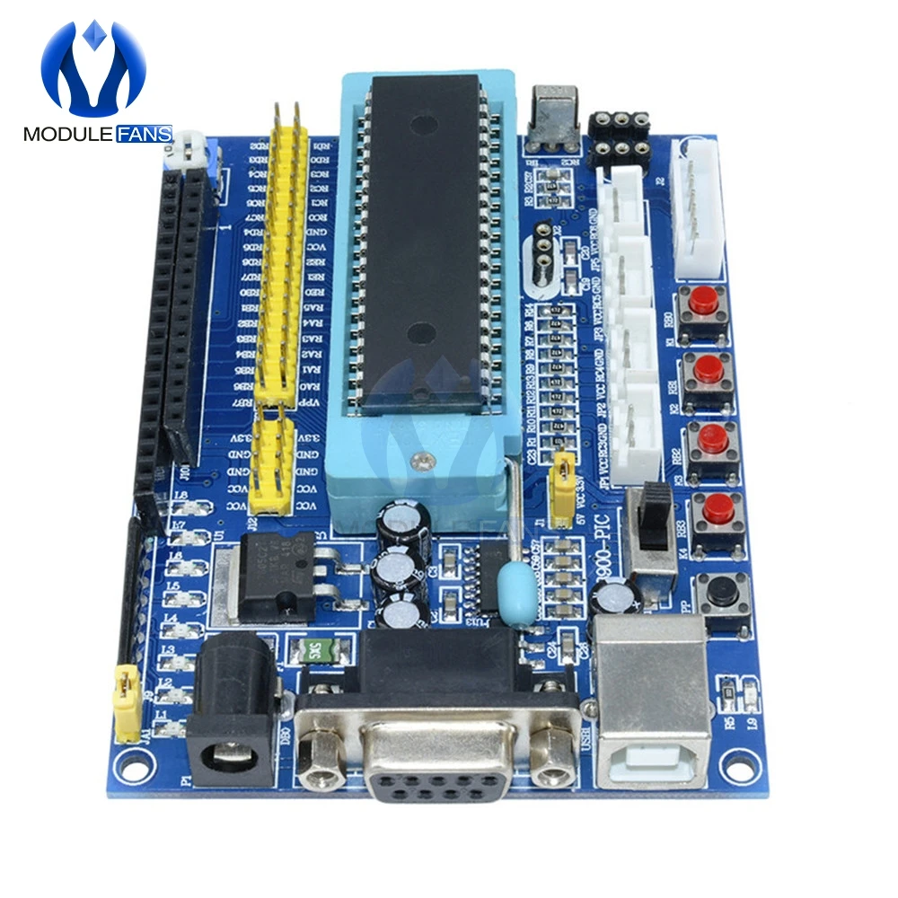 PIC Sistema Mínimo Desenvolvimento Placa Emulador Módulo, Programa JTAG ICSP, DC 12V, PIC16F877A