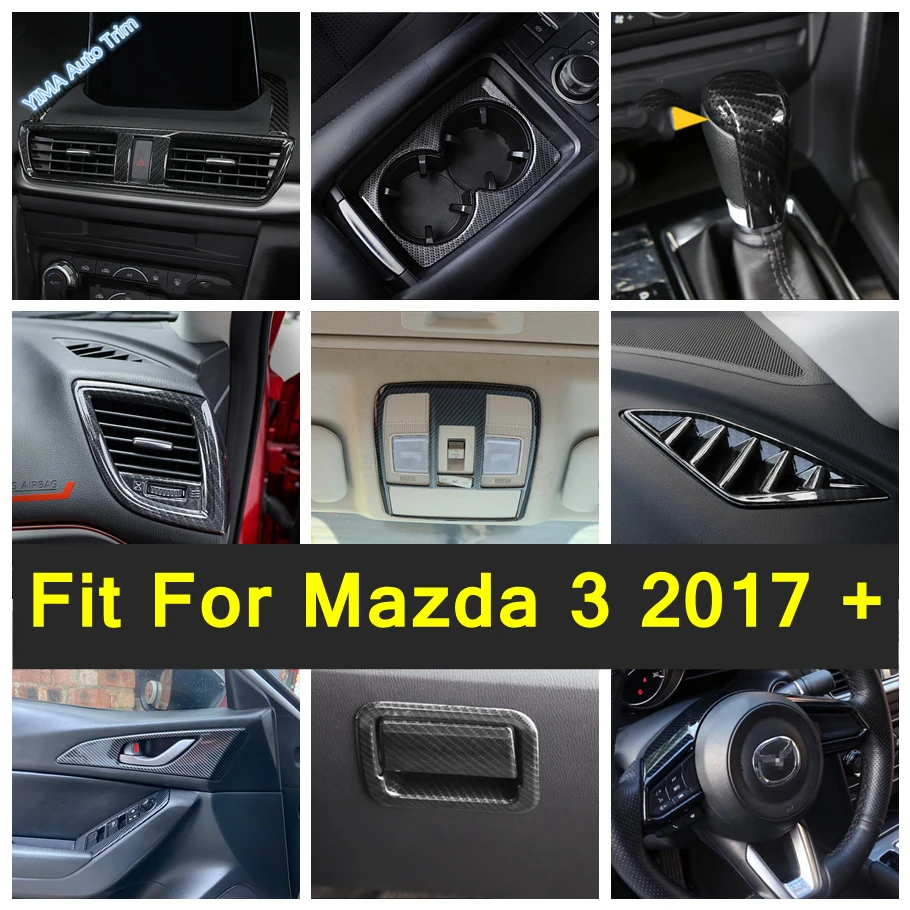 

Glove Box / Reading Lamp / Door Bowl / Window Lift Armrest Panel Cover Trim For Mazda 3 2017 2018 Carbon Fiber Look Accessories