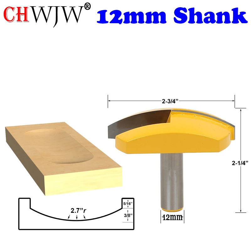 CHWJW 1PC 12 millimetri Gambo Orizzontale Corona Router Bit del Router di CNC Po \'di Grandi Dimensioni Ciotola Router Bit coltello La Lavorazione