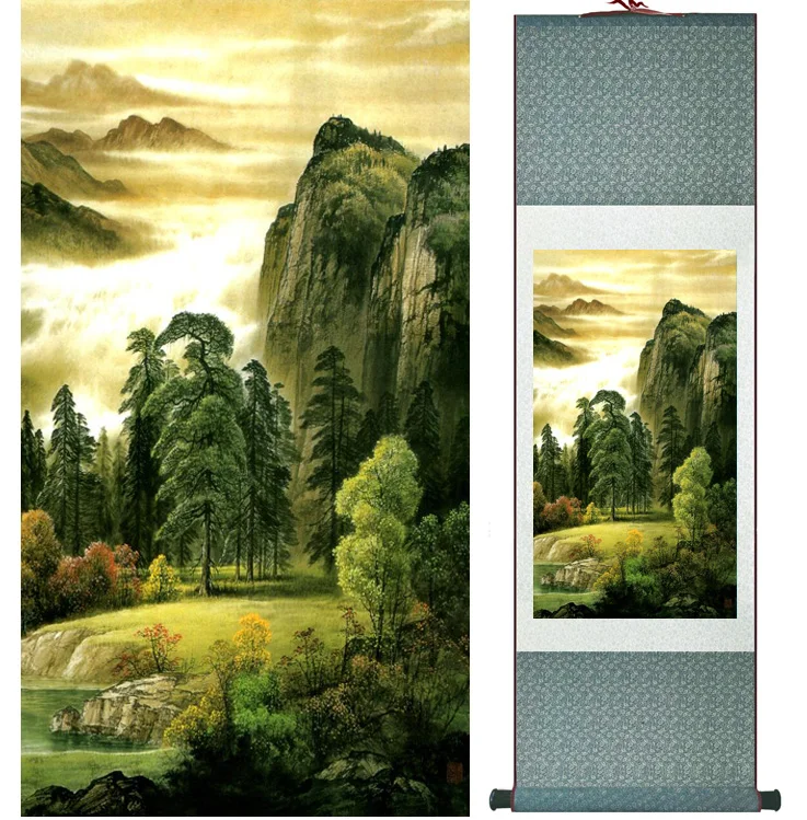 

landscape painting Home Office Decoration Chinese scroll painting mountain and River paintingPrinted painting042306